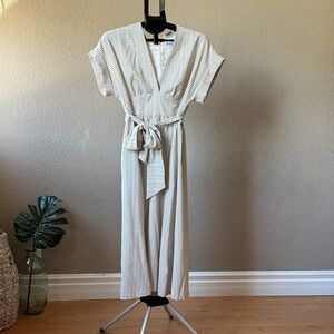 ANTONIO MELANI Cream and Brown Striped Dress